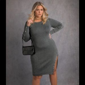 REBDOLLS PLUS SIZE starlight long sleeve bodycon midi dress